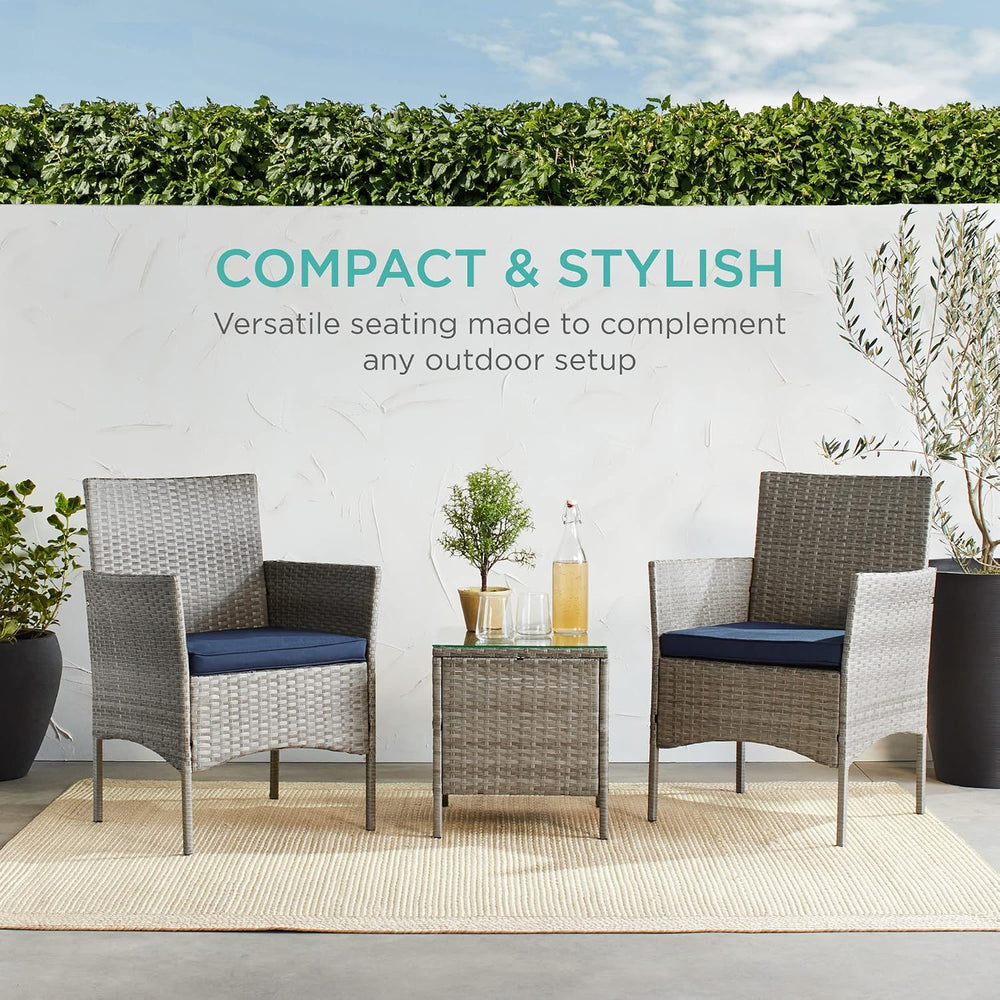 Best Choice Products 3-Piece Outdoor Wicker Conversation Bistro Set, Space Sa...