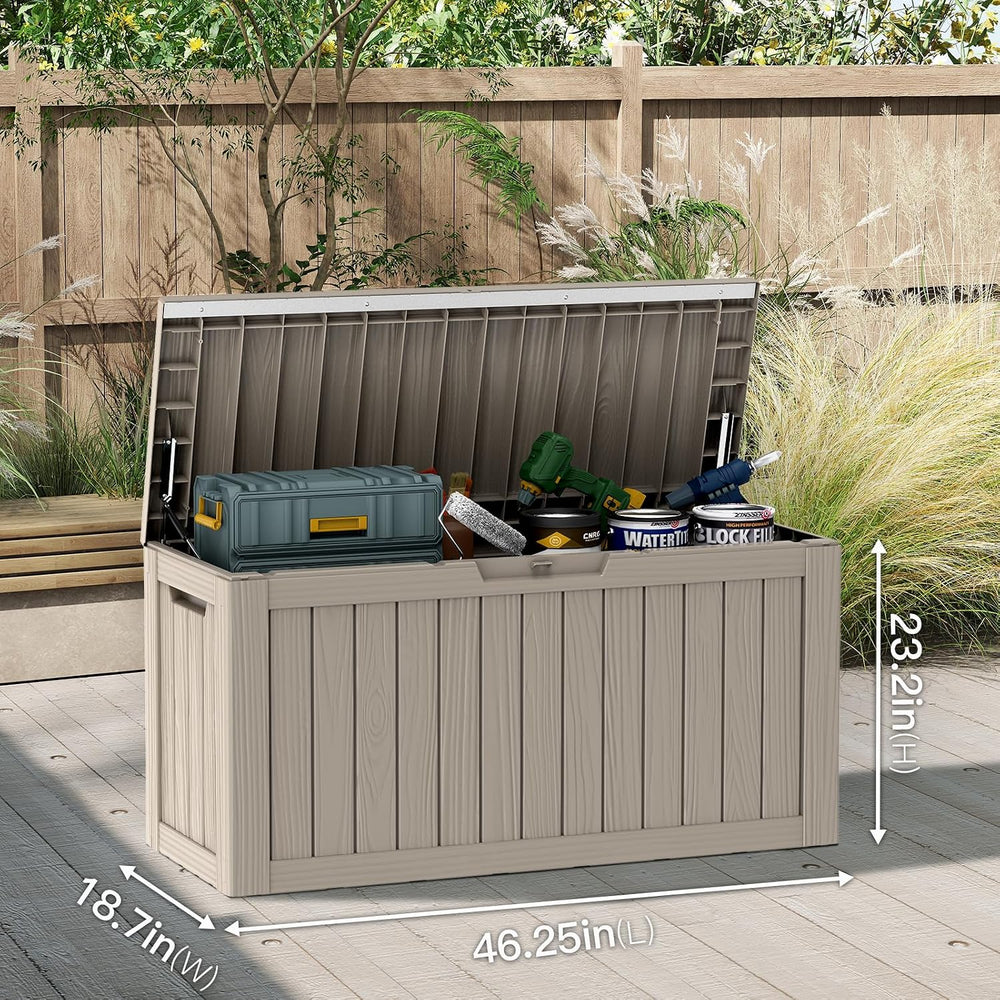 Mars Villa 90 Gallon Deck Box, Outdoor Storage Box, Outside Bin, Grey
