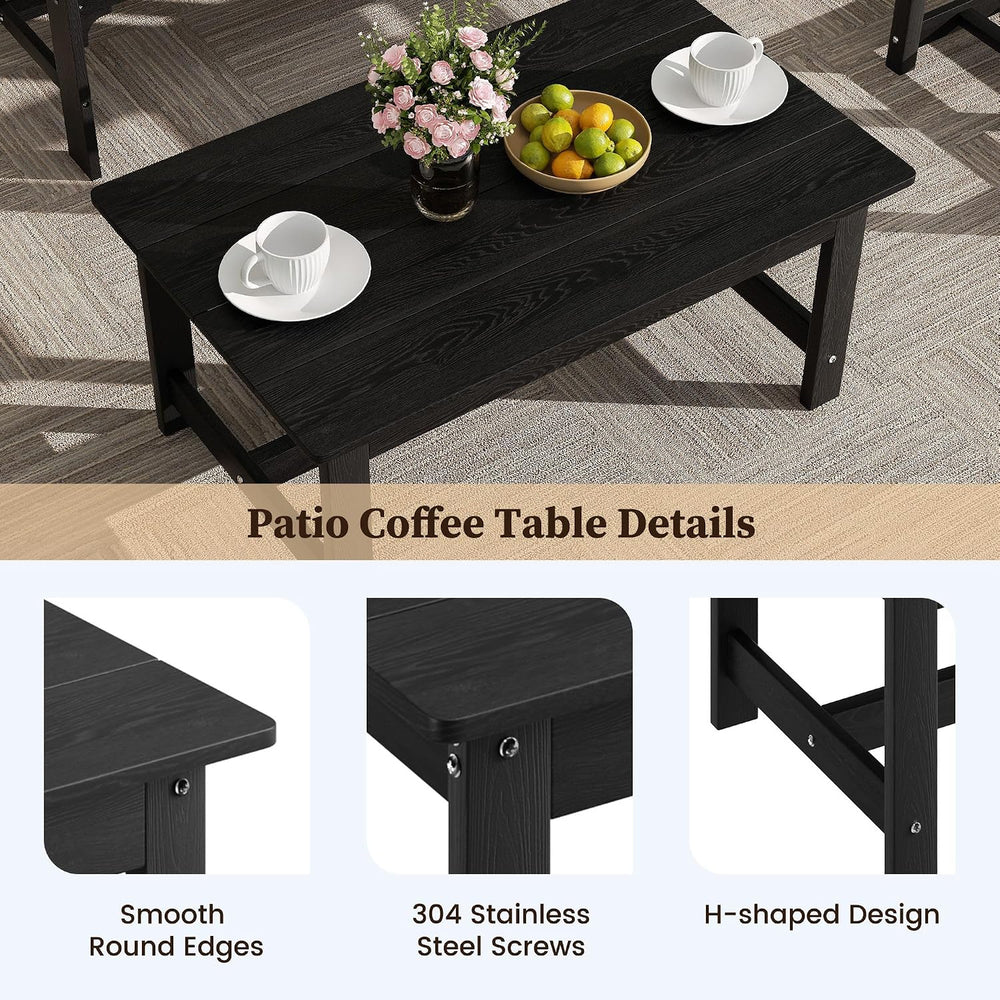 HDPE Outdoor Coffee Table, Black