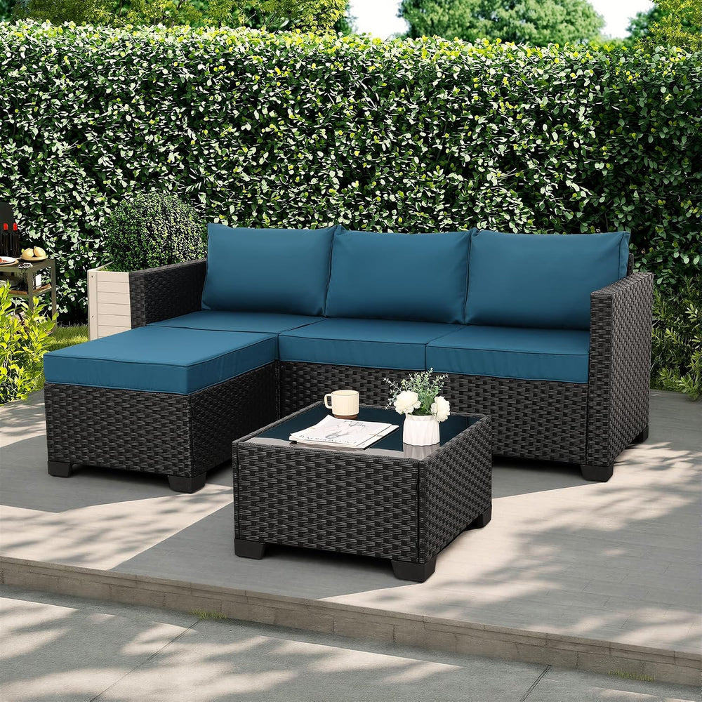 Rattaner Outdoor Furniture Set 3 Pieces Wicker Patio Furniture Outdoor Sectio...