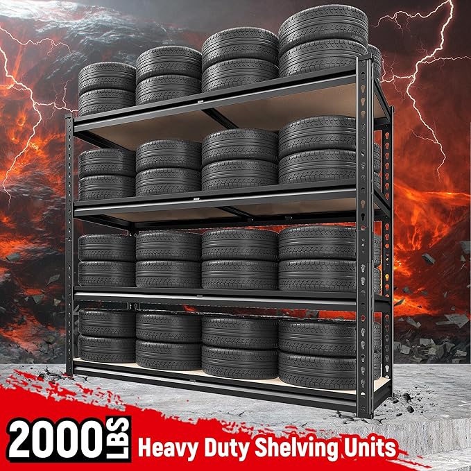 REIBII 40" W Garage Shelving 2000LBS Storage Shelves Adjustable Metal Sh...