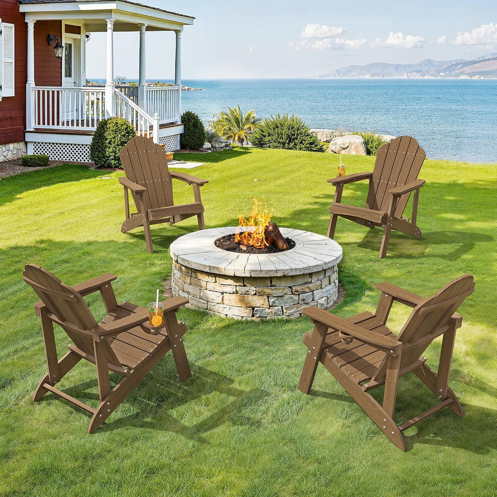 LUE BONA HDPE Adirondack Chairs Set of 2, Brown Fire Pit Chairs