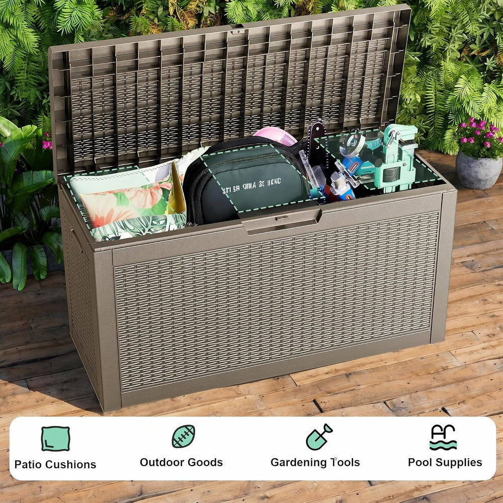 DRATO 60 Gallon Deck Box, Waterproof Resin Large Outdoor Storgae Box for Pati...