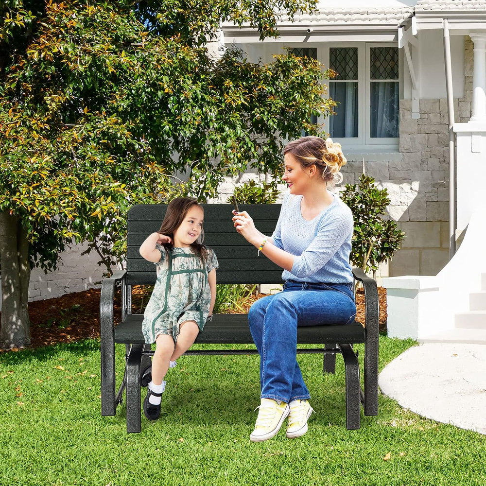 Tangkula Outdoor Glider Bench, Porch Glider Loveseat Swing Bench with w/Steel...