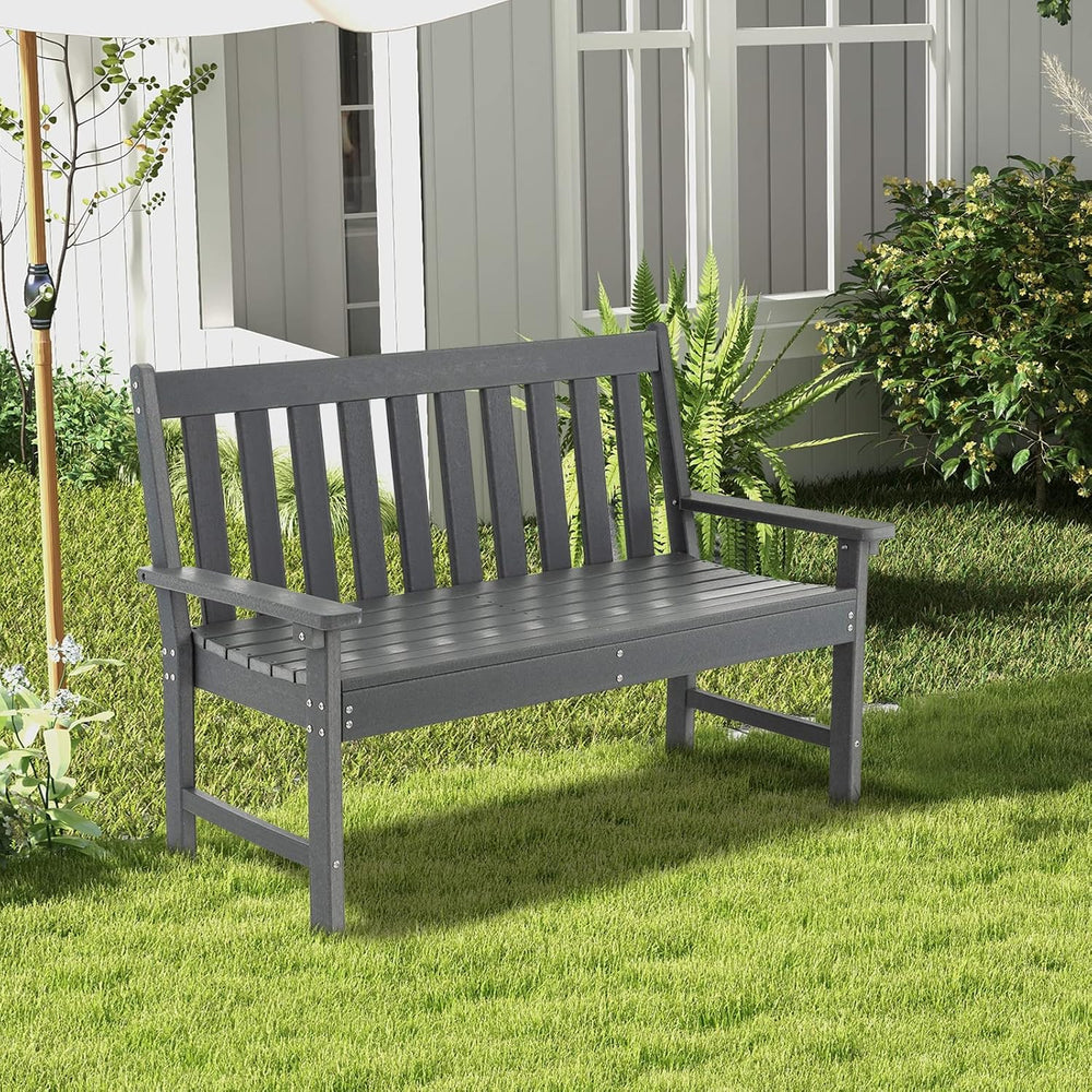 GIANTEX Outdoor Bench, 52-Inch Outside Bench All-Weather HDPE Park Bench