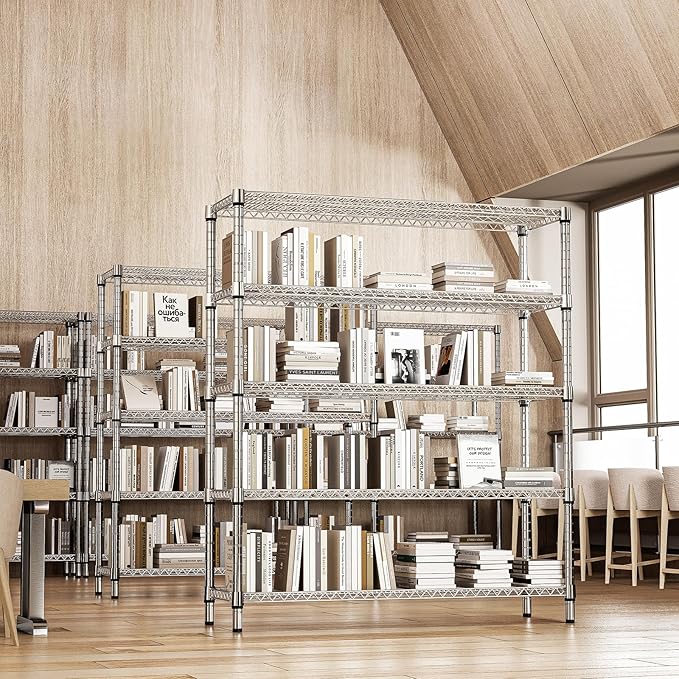 3500LBS 59" W 5 Tier Storage Shelves Rack Metal Wire Shelving Unit, Stor...