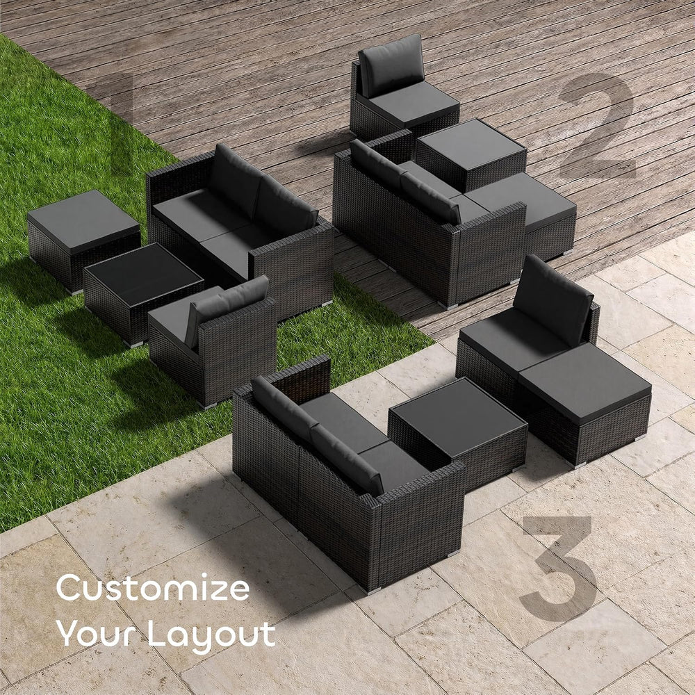 Skyfish Patio Furniture Set - Wide Armrests - All-Weather 5 Piece Outdoor Wic...