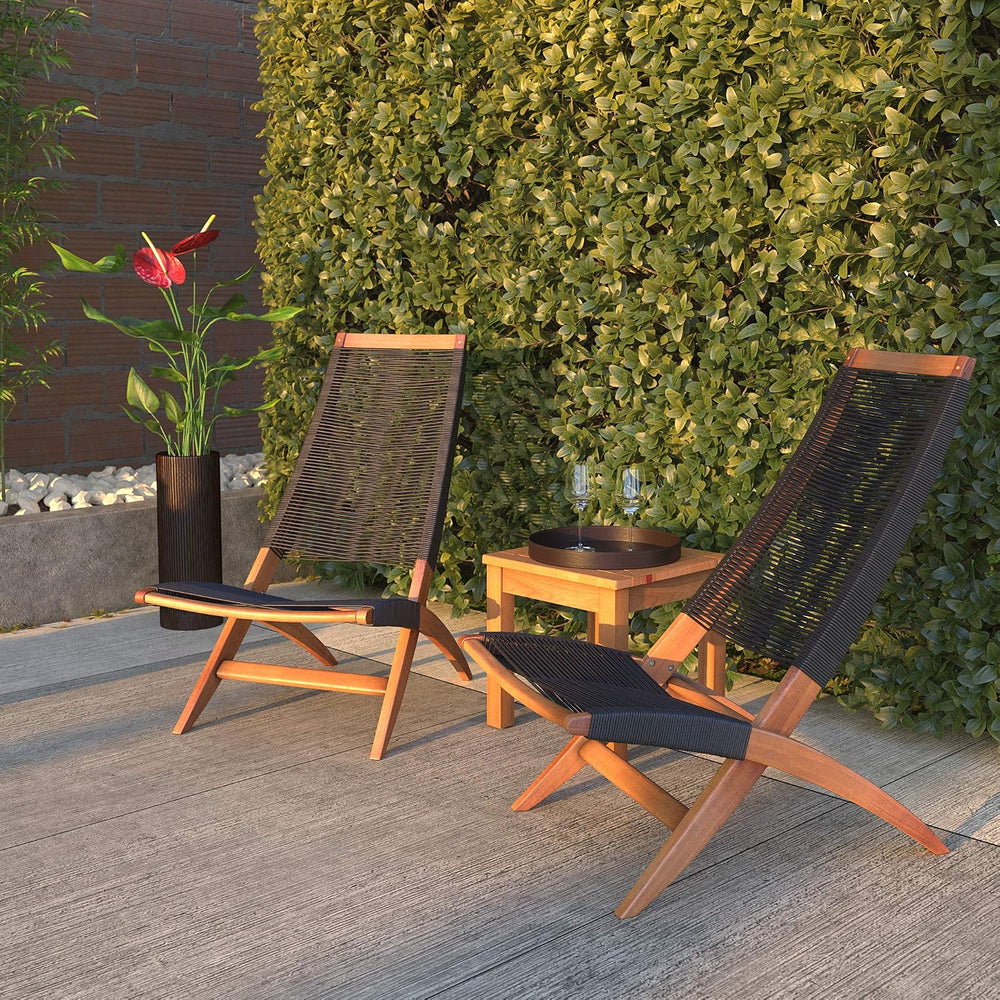 Patio Sense 63364 Lisa Modern Lounge Chair Natural Wood Finish Mid Century Mo...