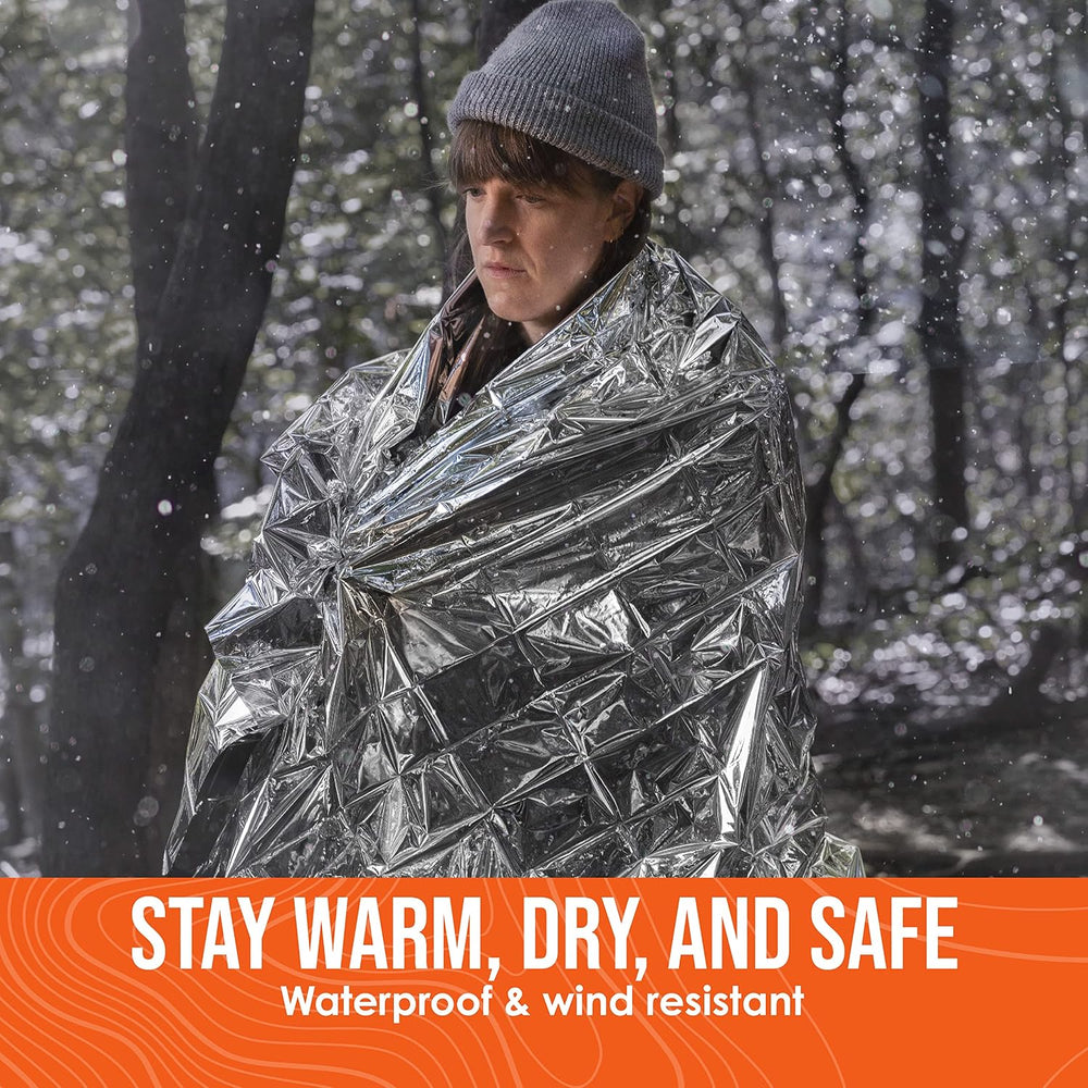 Go Time Gear Mylar Emergency Blankets, Survival Space Blanket Kit, 12-Pack