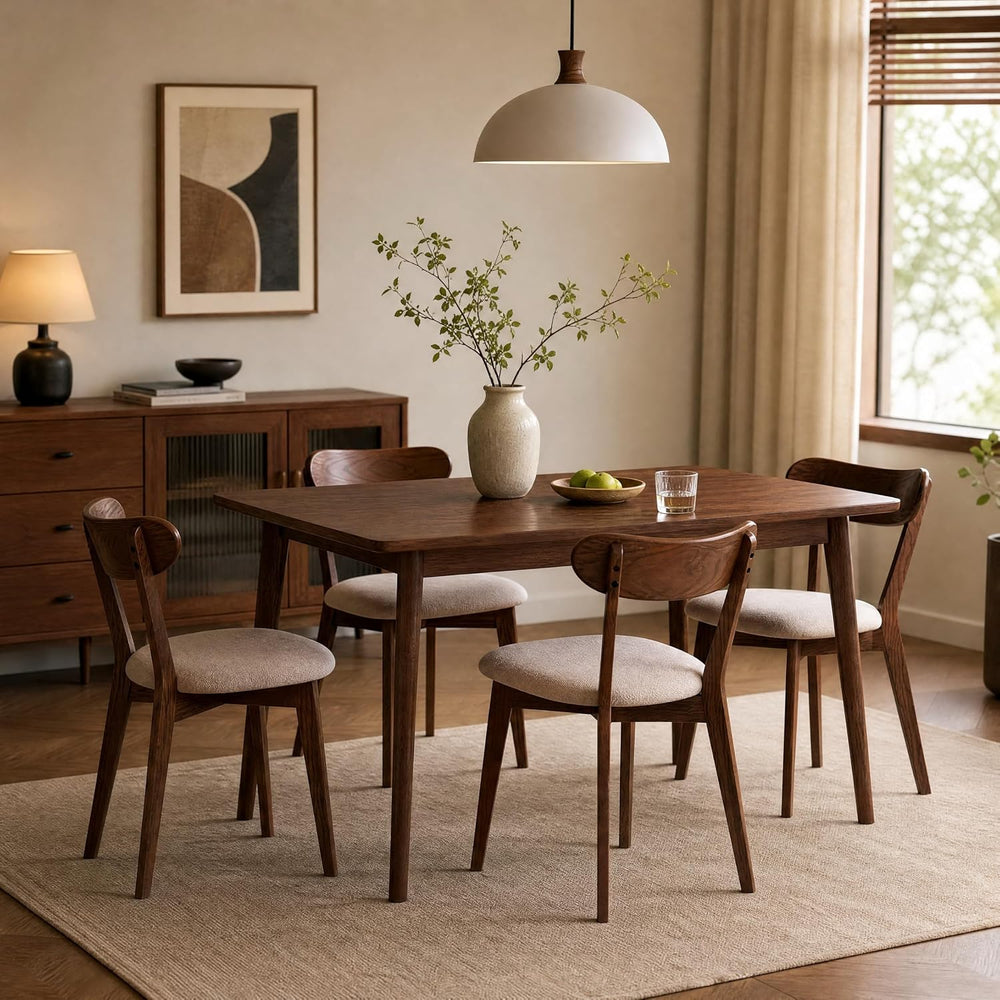Mid Century Modern Walnut Dining Chairs Set of 4, FAS-Grade Oak, 400 lbs