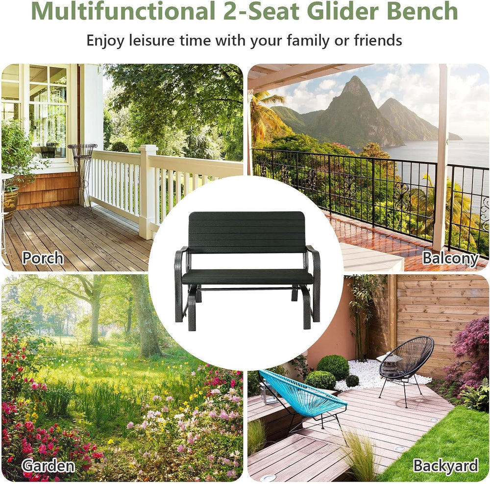 Tangkula Outdoor Glider Bench, Porch Glider Loveseat Swing Bench with w/Steel...