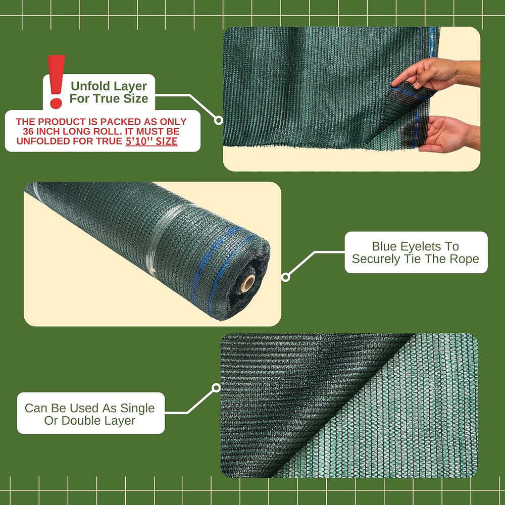 5'10"x100 ft 60% Eyelets Shade Cloth Roll