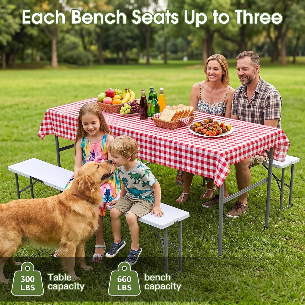 Camping table folding table and chairs foldable picnic table Portable White