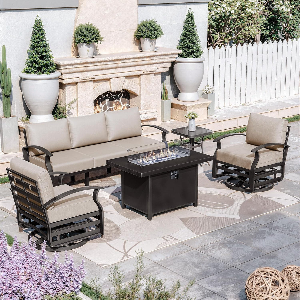 Kurapika Aluminum Patio Furniture Set 5-Seat Modern Metal Outdoor Conversatio...