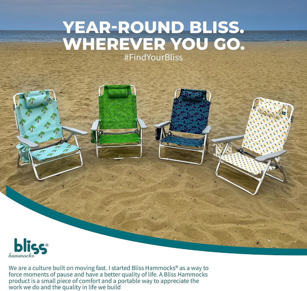 Bliss Hammocks Folding Backpack Beach Chair Recliner, Amber Leaf