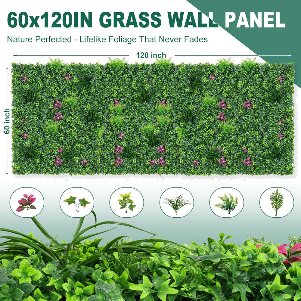 Yangrass Artificial Grass Wall Roll with Mint Leaves,60x120 Inch (50 sqft)