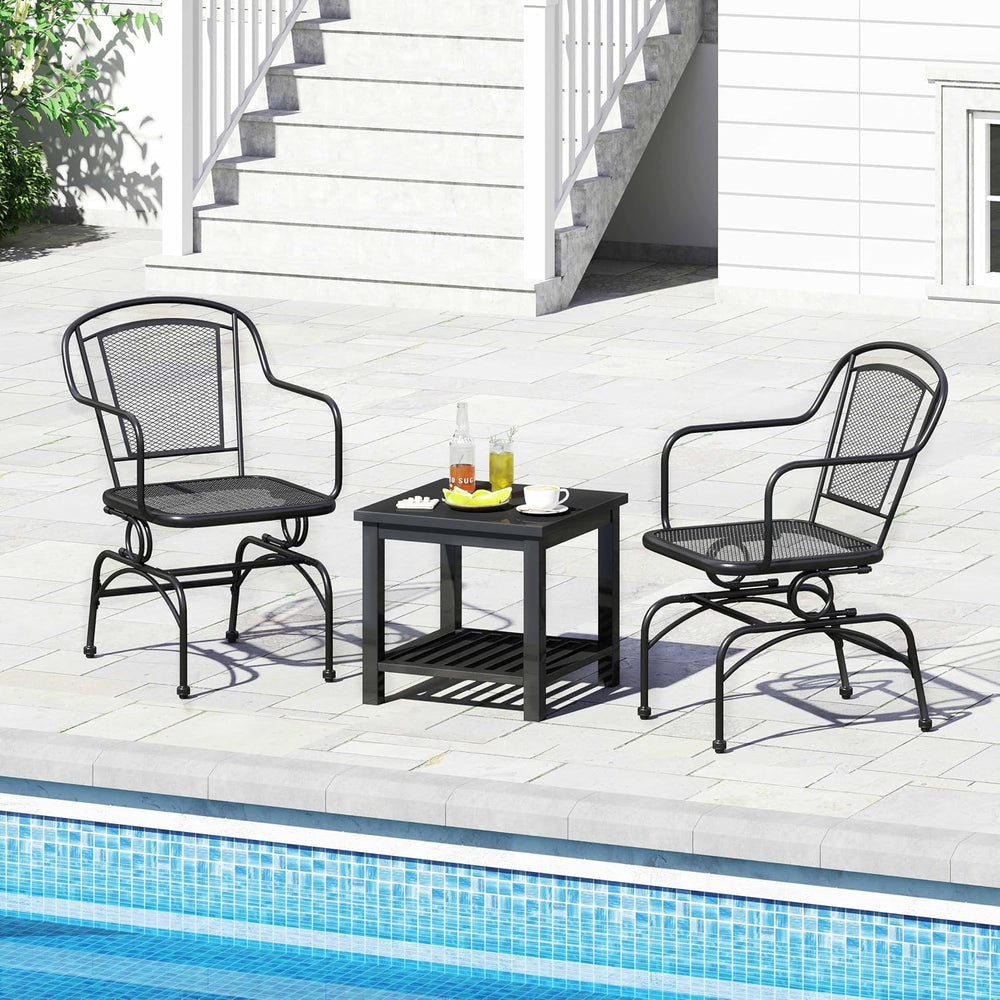 HAPPYGRILL Outdoor Rocking Dining Chair Set, Patio Rocker Chairs with Mesh Ba...