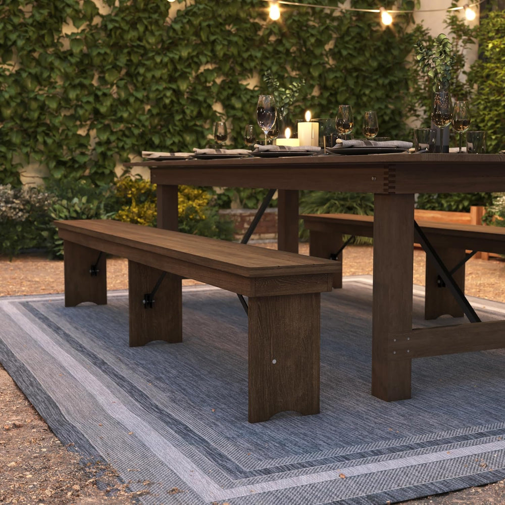 Flash Furniture Hercules 96x12 Folding Bench with Legs, Rustic