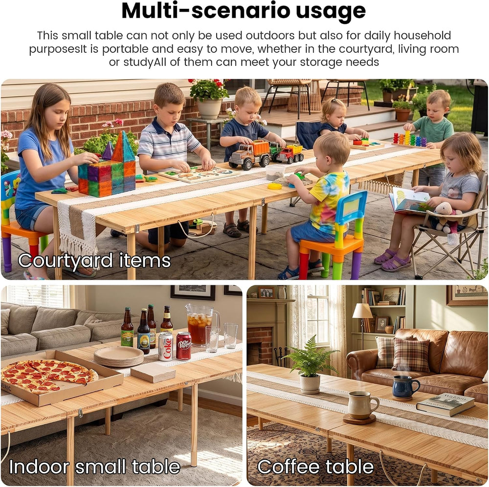90" x 30" Boho Low Picnic Table, Comfortably Seats 7–9 People Together