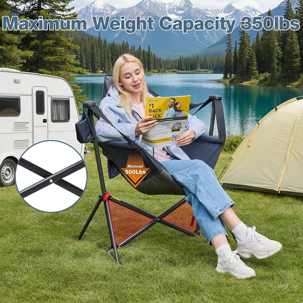 2 Pack Hammock Camping Chair, Oversized Swinging Chair,Navy