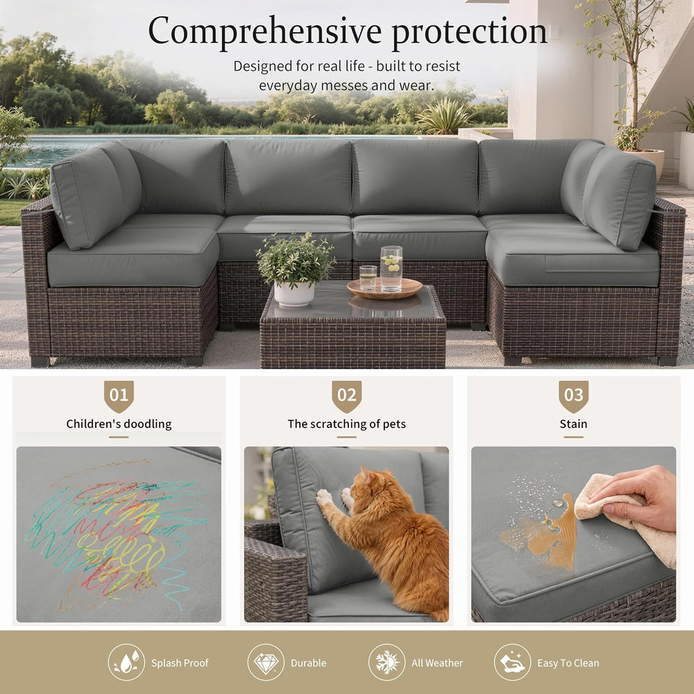 14 Pcs Outdoor Cushion Slipcovers All-Weather Patio Sofa Cover, Covers Only