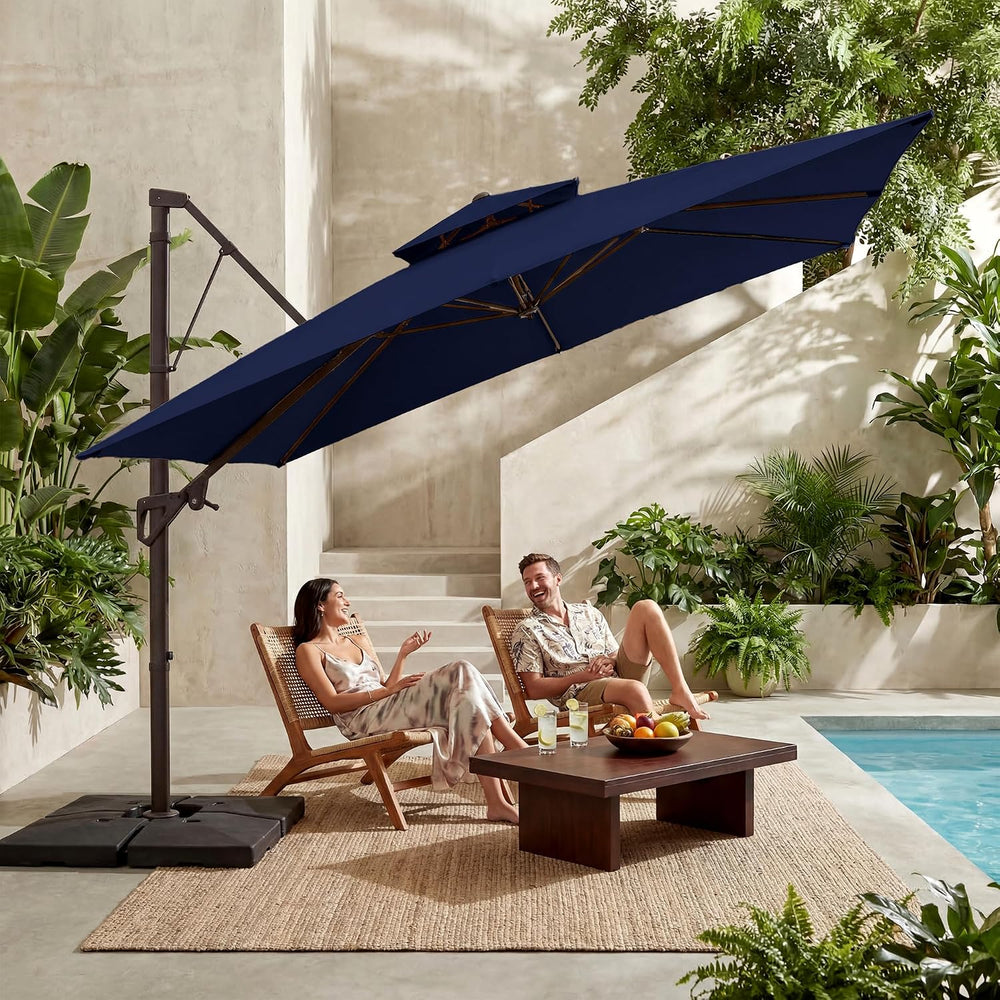JEAREY 11x11 ft 2-Tier Cantilever Patio Umbrella, Outdoor Offset Umbrella