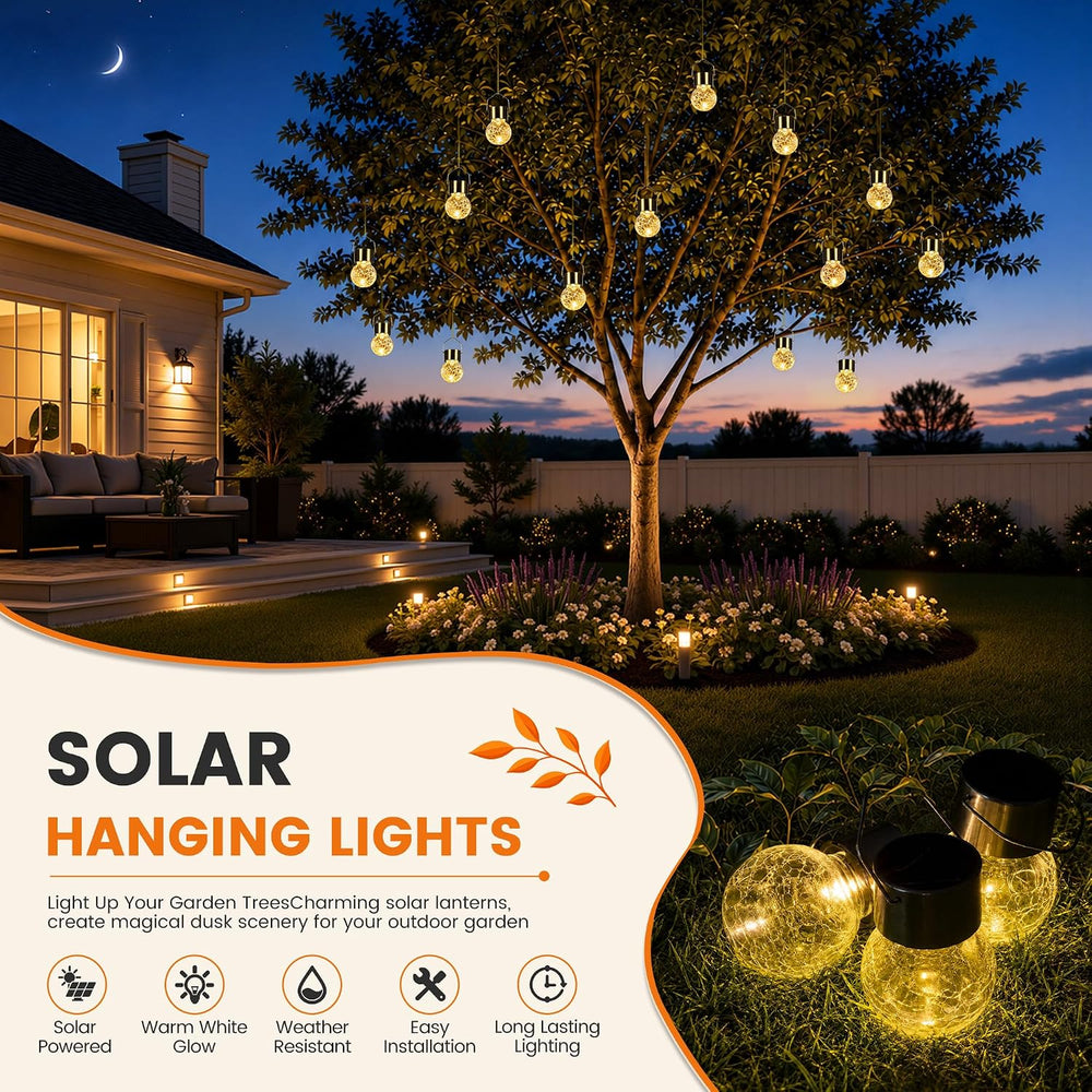 GIGALUMI Solar Lights Outdoor Hanging Lantern Garden Decor for Outside 12Pc
