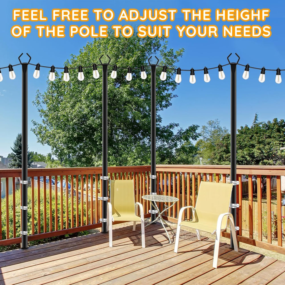 AHRLHR 6 Pack String Light Poles, Outdoor String Light Pole 10 ft Forked Meta...