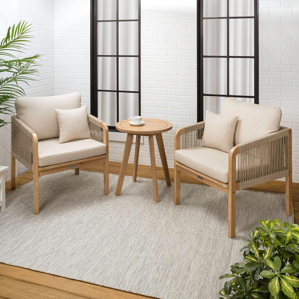 JONATHAN Y Aveiro 3-Pc Acacia Patio Conversation Set, Beige/Light Teak