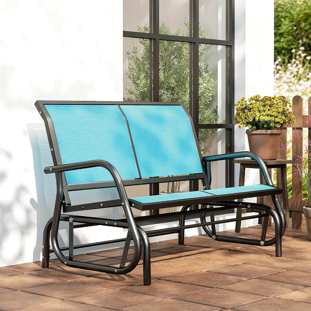 Outsunny 2-Person Outdoor Glider Bench with Steel Frame, Blue