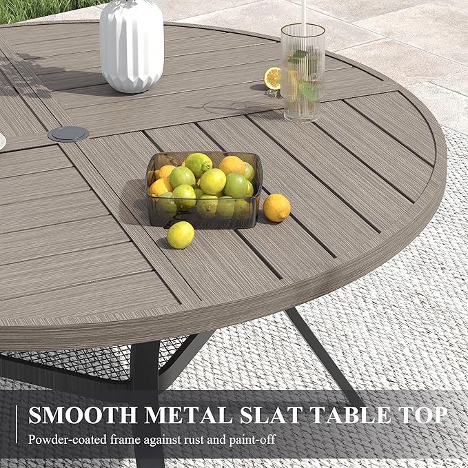 VICLLAX Patio Dining Set for 6, 7 Pieces Outdoor Furniture Set- 47" Roun...