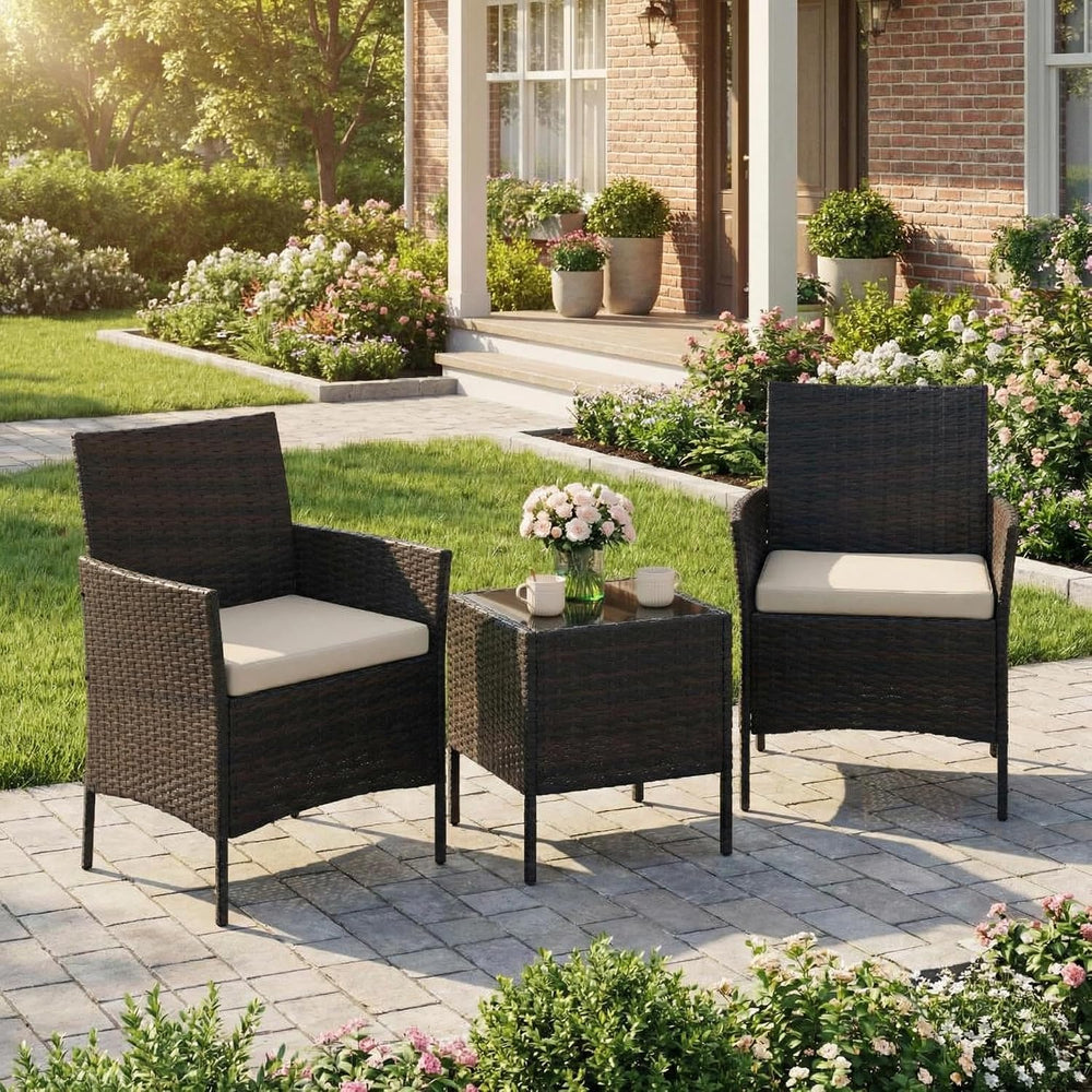 GAOMON 3-Piece Patio Furniture Set, Modern PE Rattan Conversation Set with 2 ...
