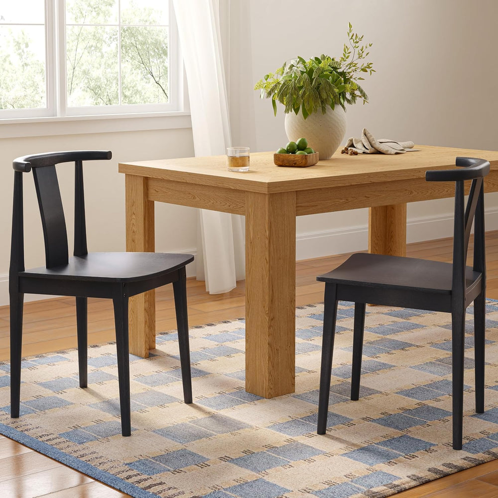 Wood Dining Room Chairs Set of 2 Black
