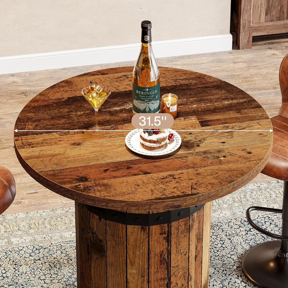 Tribesigns Round Bar Table, 39.4-Inch Bar Height, Bistro Pub Table