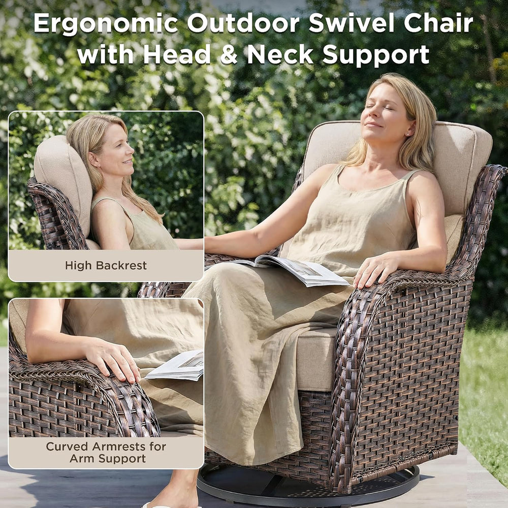 Luxury Patio Furniture Set with Fire Pit Table-6 Pieces All Weather Outdoor S...