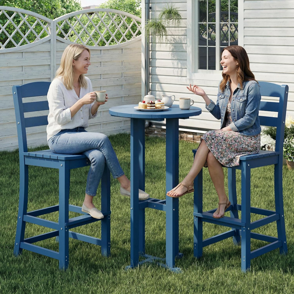 Shintenchi 3 Pieces Outdoor High Top Bar Set, 1 Patio High Top Round Table an...