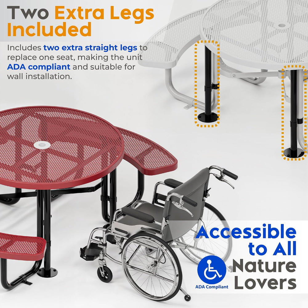 Outdoor Commercial Round Metal Picnic Table