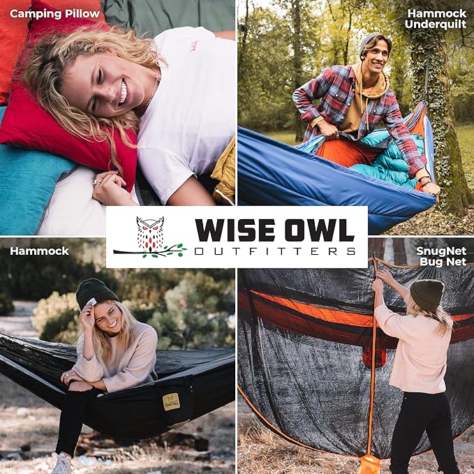 Wise Owl Outfitters Camping Hammock – 500lbs Portable Hammock with Tree Strap...