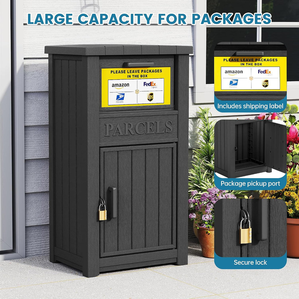 Package Delivery Box for Outside, Parcel Drop Box, Black, 60 Gallon