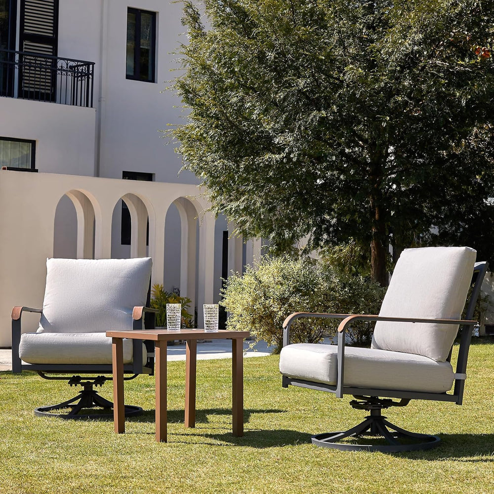 Patio Swivel Chairs Set of 2,Outdoor Rocker Chairs Set with 6" Thick Cus...