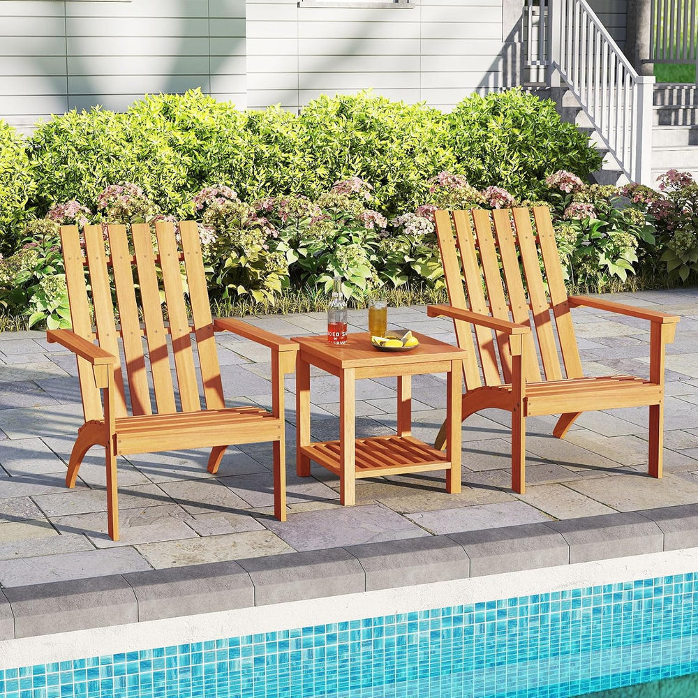 Tangkula Outdoor Adirondack Chair, Solid Acacia Wood Fire Pit Chair with Incl...