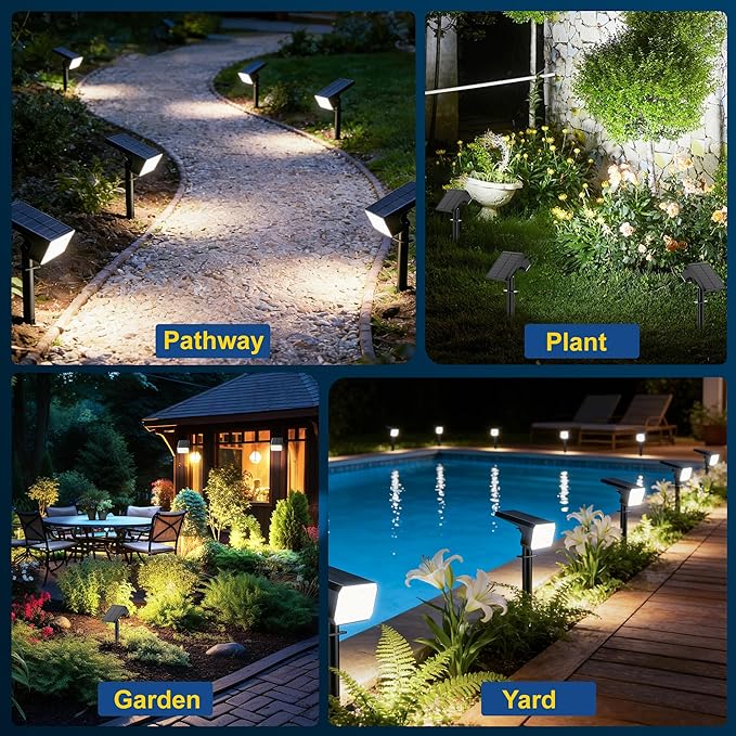 LANSOW 12 Pack Solar Spot Lights Outdoor Waterproof IP67, (90 LED/4 Modes) So...