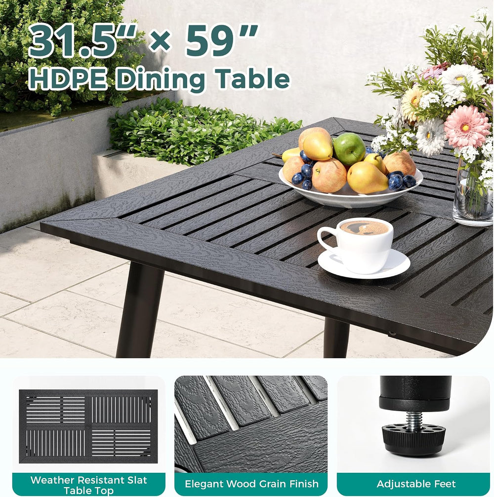 Pamapic 7-Piece HDPE Outdoor Dining Set, All-Weather Patio Furniture Set with...