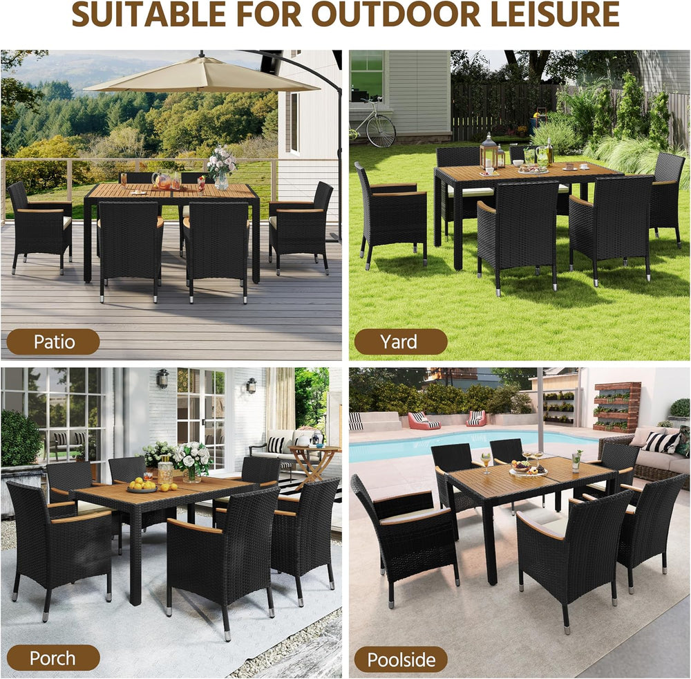 Yaheetech 7 Piece Patio Furniture Set, Outdoor Dining Acacia Wood Table Top