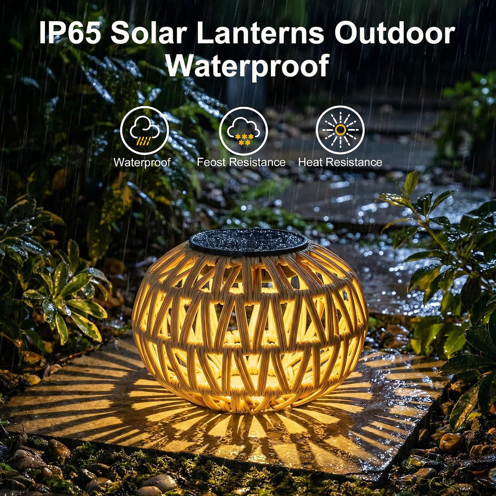 Livinlarge 2 Pack Solar Lanterns Outdoor Waterproof,Outdoor Table Decor,
