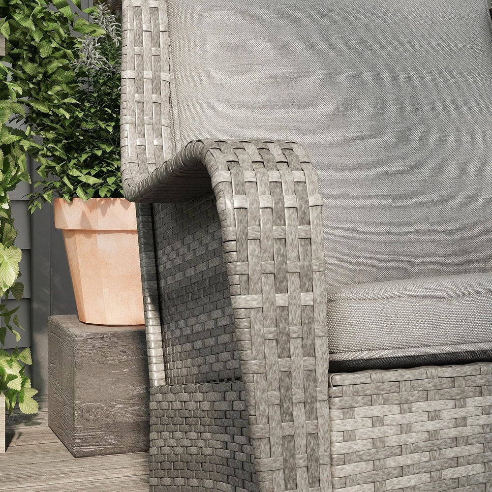 Outsunny Outdoor Wicker Rocking Chair Set of 2 with Wide Seat, Thick Cushions...