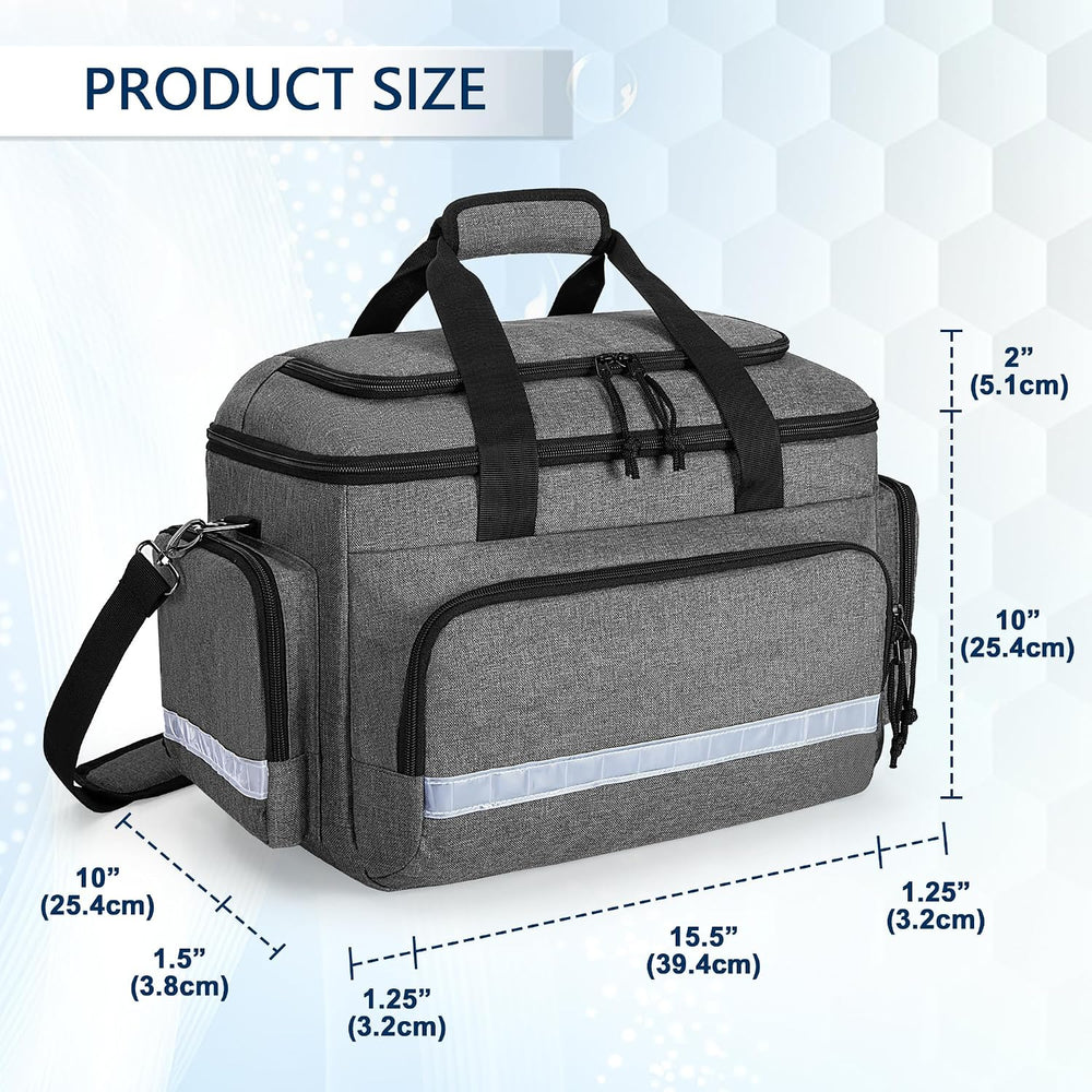 Damero Medical Trauma Bag, Empty Medical Bag with Detachable Dividers, Gray