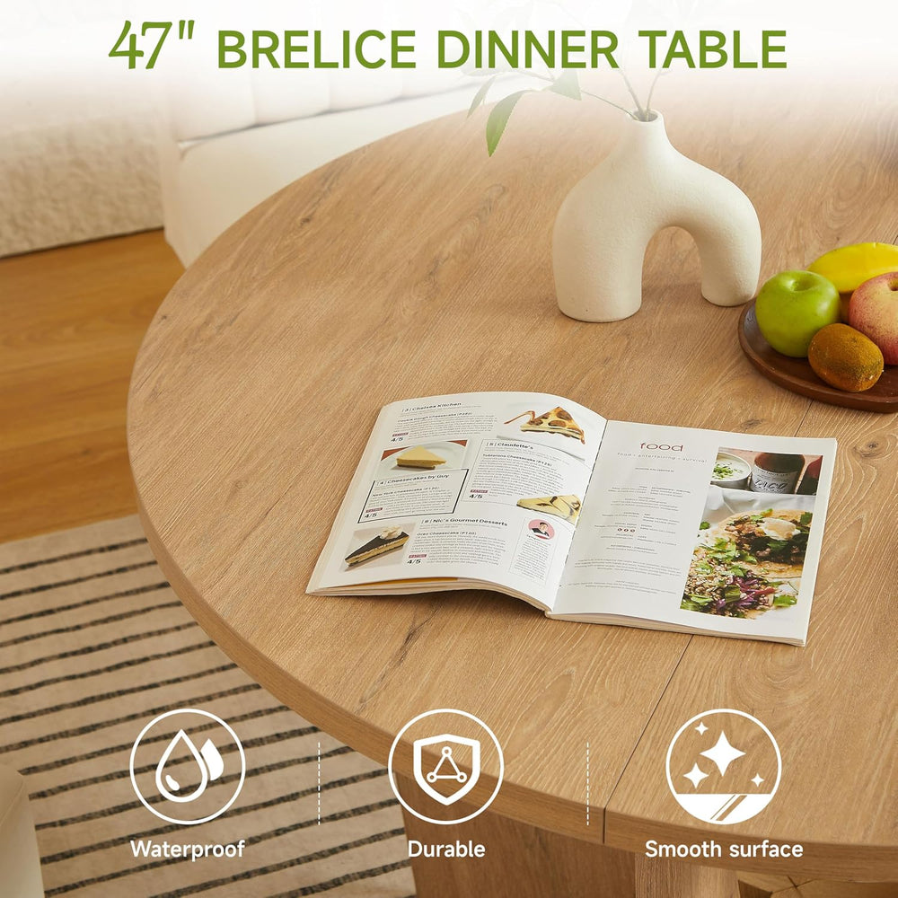 Breakfast Nook Table Set, Farmhouse 5-Piece Round Dining Table Set with Bench...