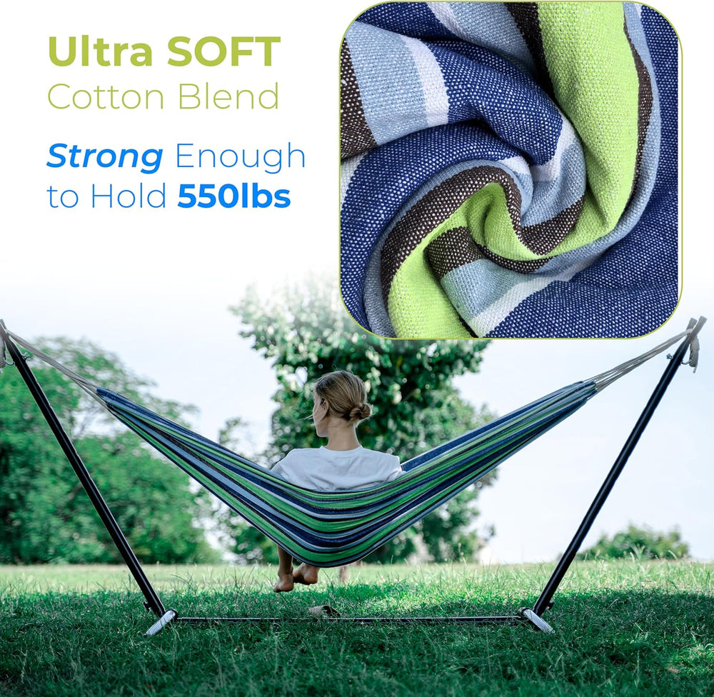 Backyard Expressions Double Camping Hammock with Steel Stand & Carrying B...