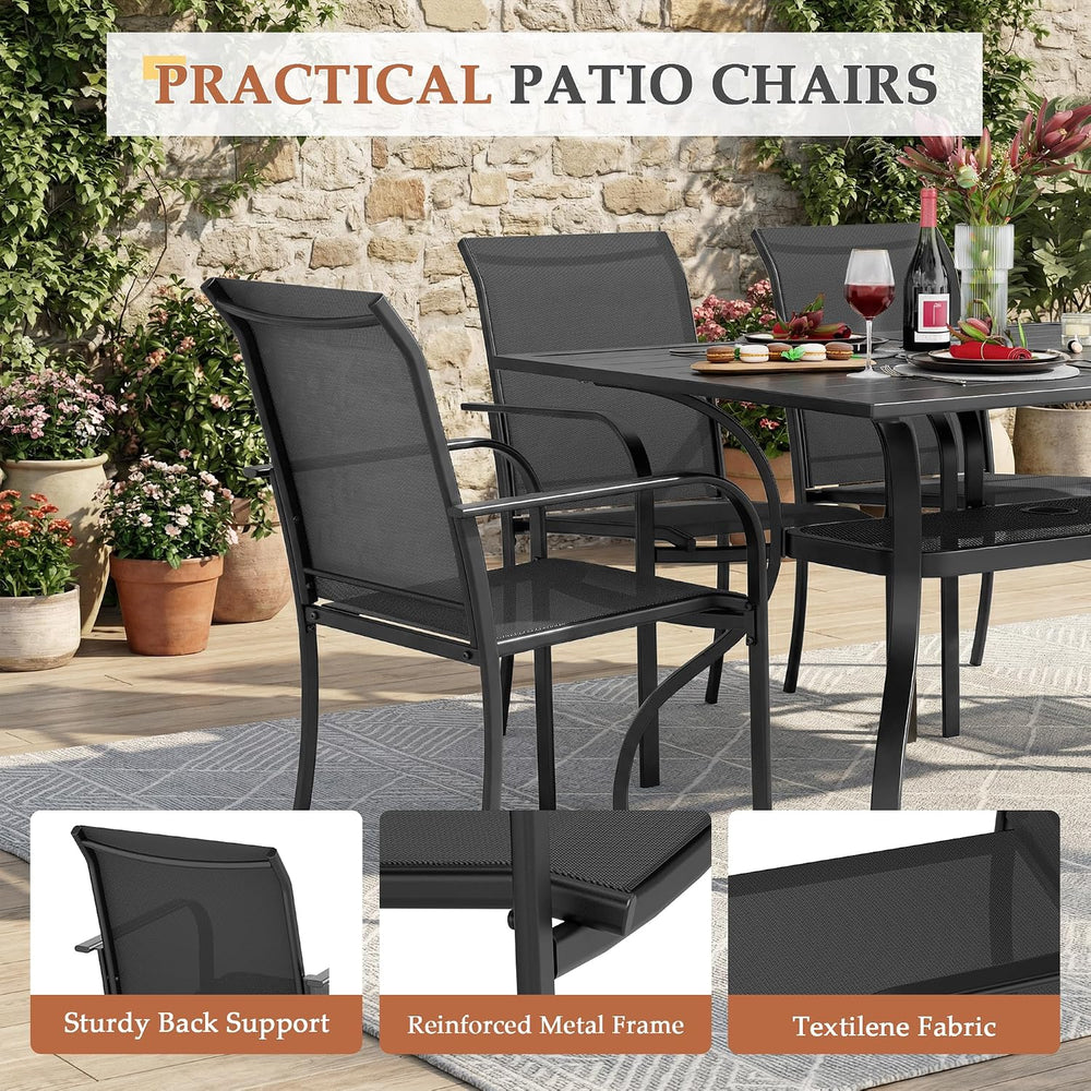 Crownland 7 Piece Patio Dining Set, Textilene Dining Sets, 6 Textilene Metal ...